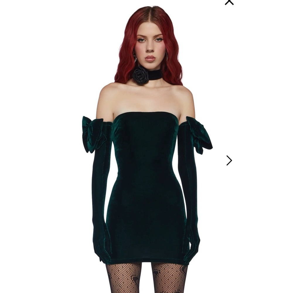 Velvet Mini Dress with Bow Sleeves